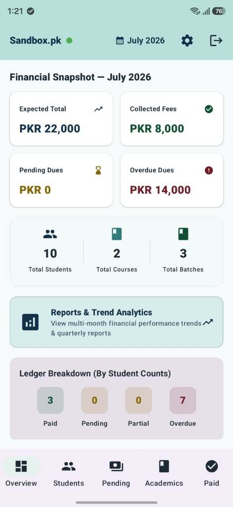 ClassKhata Financial Dashboard